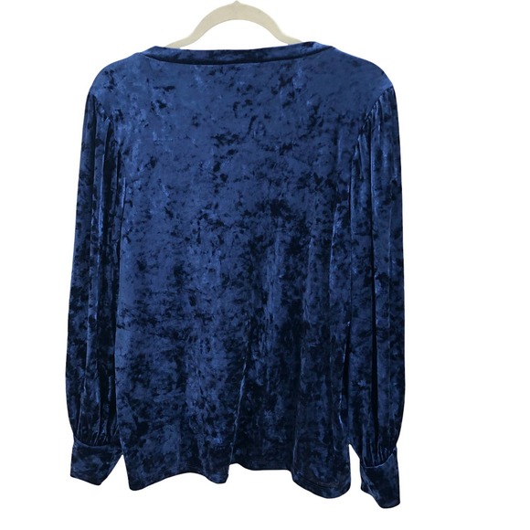 🚨ModCloth NWOT Womens Size 1X Beyond Basic Velvet Long Sleeve Blouse Royal Blue - Picture 6 of 7
